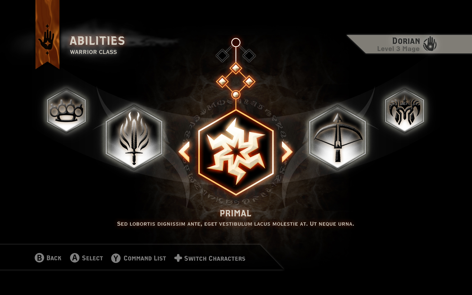 Early Dragon Age: Inquisition interface concept