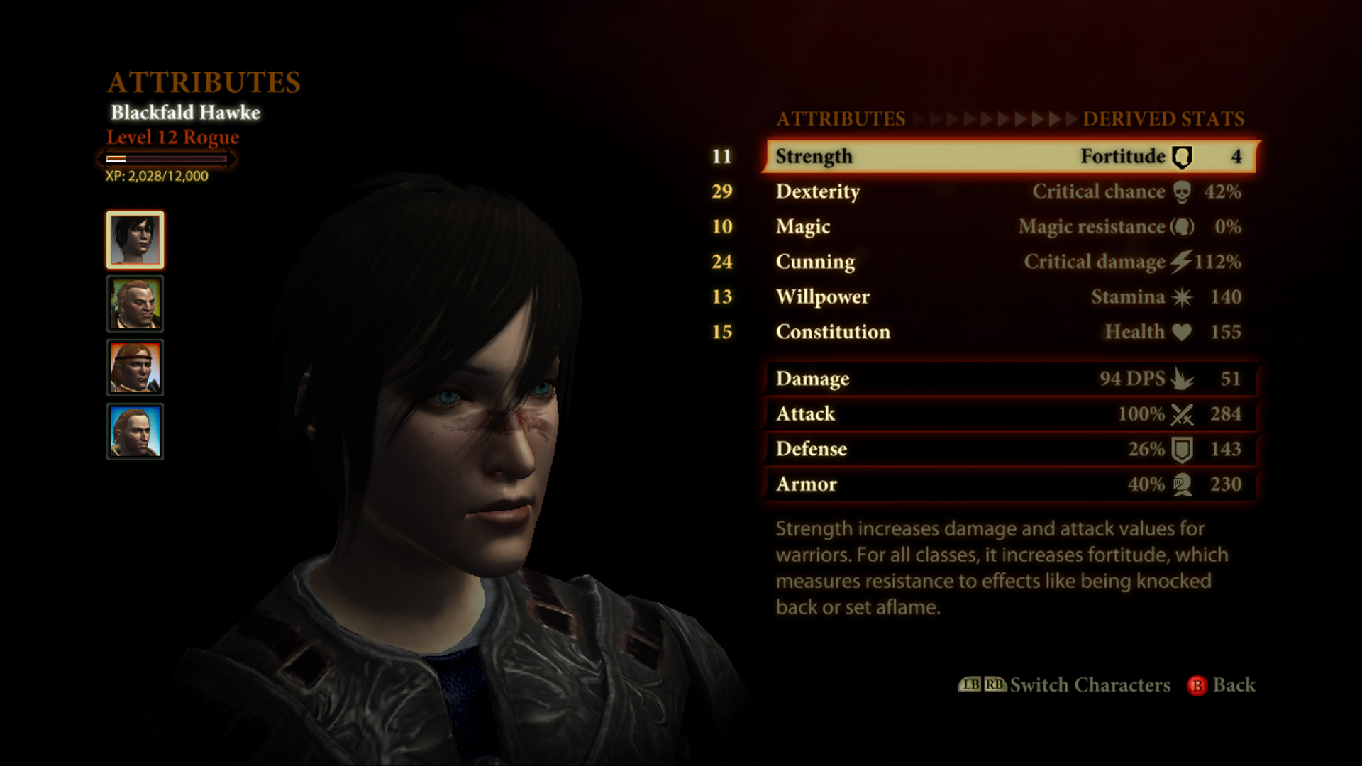 Dragon Age II character attributes
