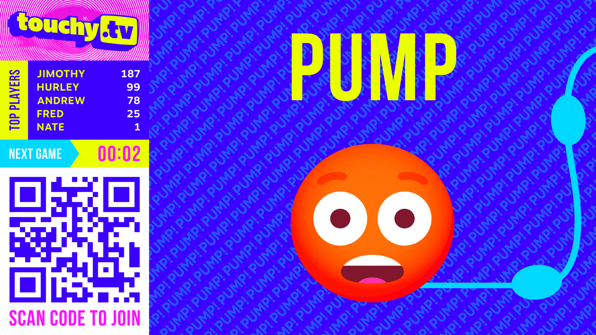 Touchy TV pump mini-game