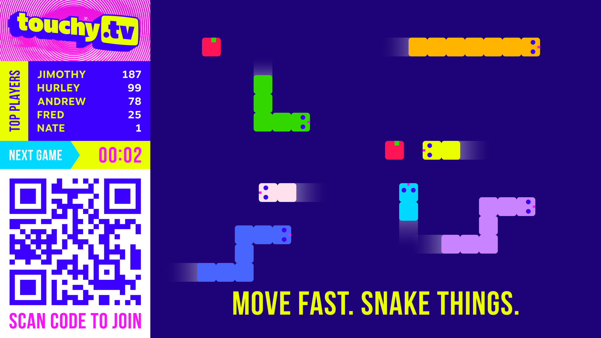 Touchy TV snake-style mini-game