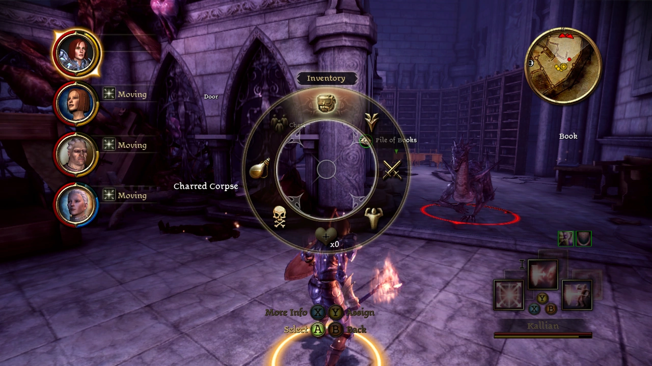Dragon Age: Origins console radial menu